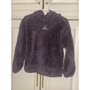 Adidas Girls Purple Sherpa Fuzzy Pullover Hoodie Size Youth large 14 GUC